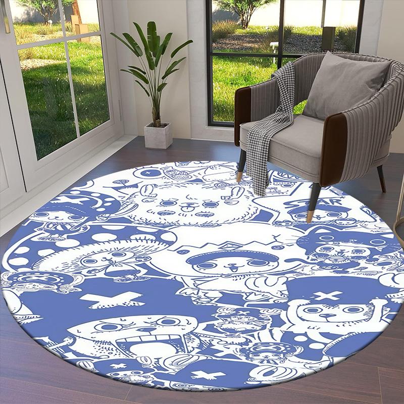 One Piece Tony Tony Chopper Round Area Rug Carpet Rug For Living Room Bedroom Sofa Playroom Decor Nonslip Floor Mat