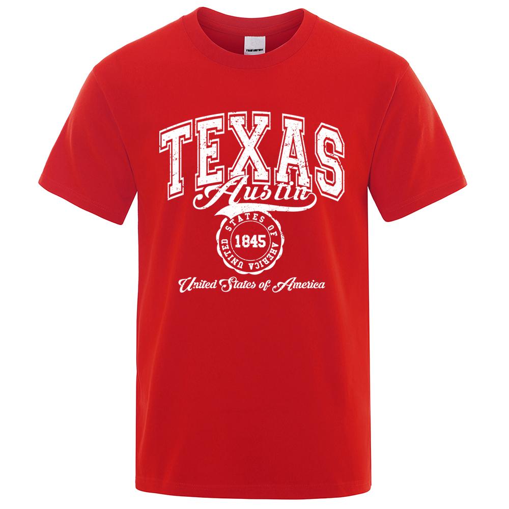 Texas Austin United States Of America Tshirt Men Women T-Shirts Hip Hop Breathable T-Shirt Casual Tee Clothes 100% Cotton Tops