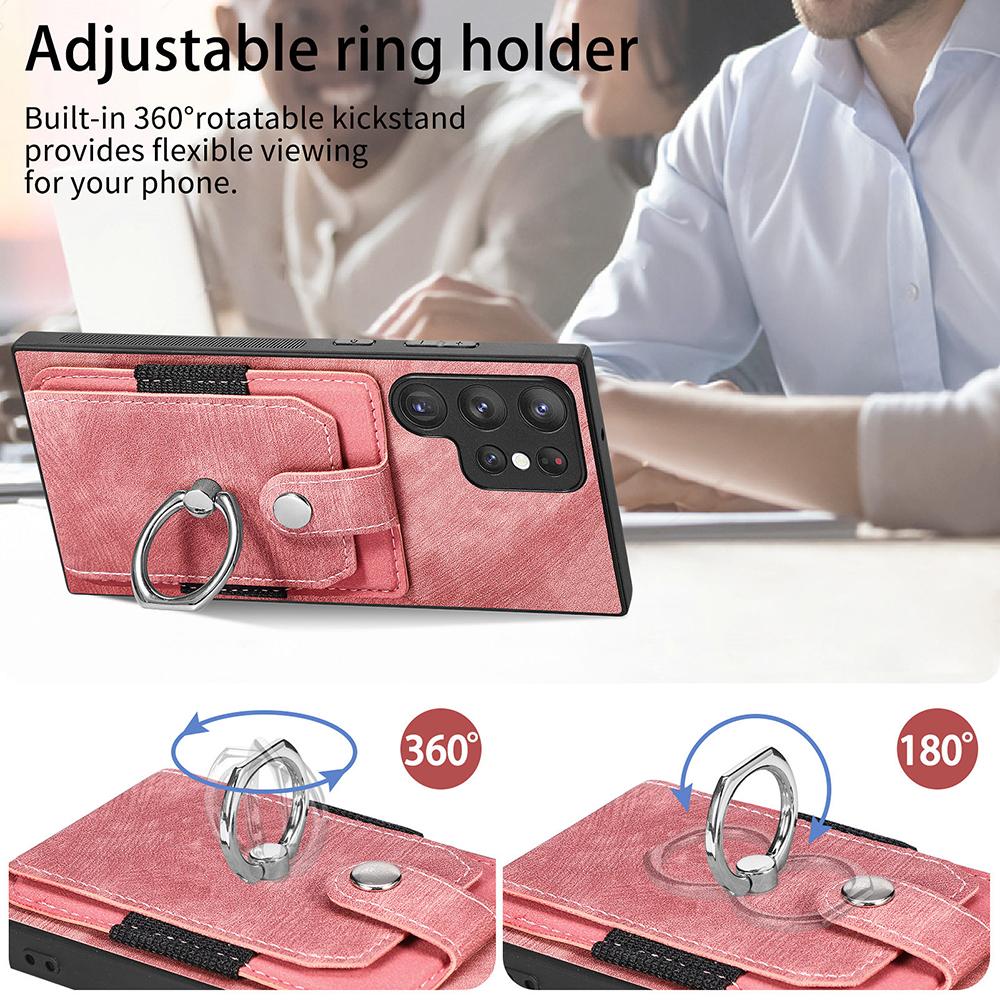 Чехол-кошелек со слотом для карт Samsung S23 S22 Ultra S21 S20 Fe A14 A34 A54 A13 A23 A33 A53 A12 A32 A52/iphone 14 13 12 11, кожаный чехол с держателем для кольца на палец