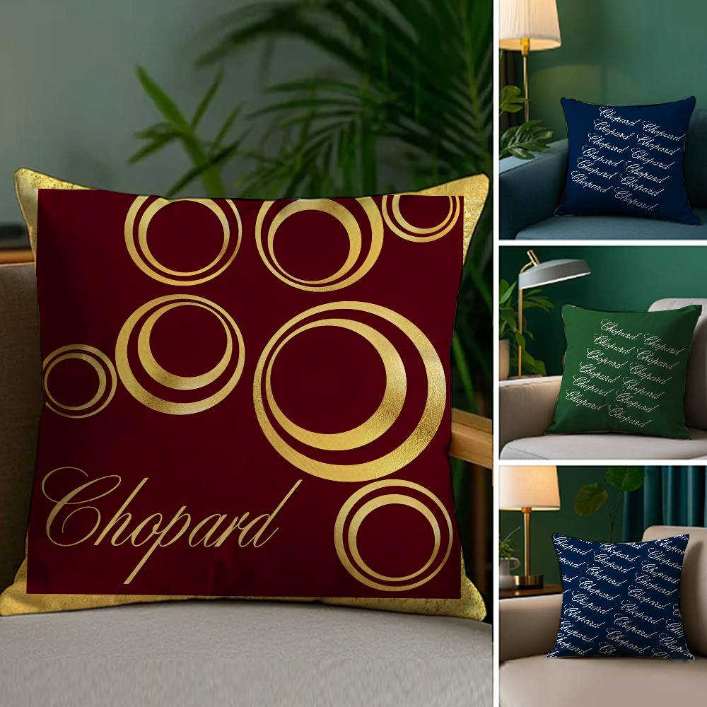 Brand C-Chopard Jewelry Pillow Case Plush Fabric Soft Double Sided Print Home Sofa High Quality Cushion Cover Throw