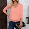 Women's Fashionable Casual Three-quarter Sleeve Solid Color Top