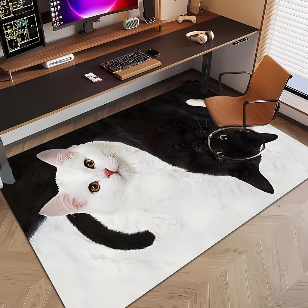 1 шт., милый напольный коврик с рисунком кошки, современный кухонный полиэстеровый ковер, нескользящий, цветной, для дома, ванной комнаты, спальни, гостиной, декора