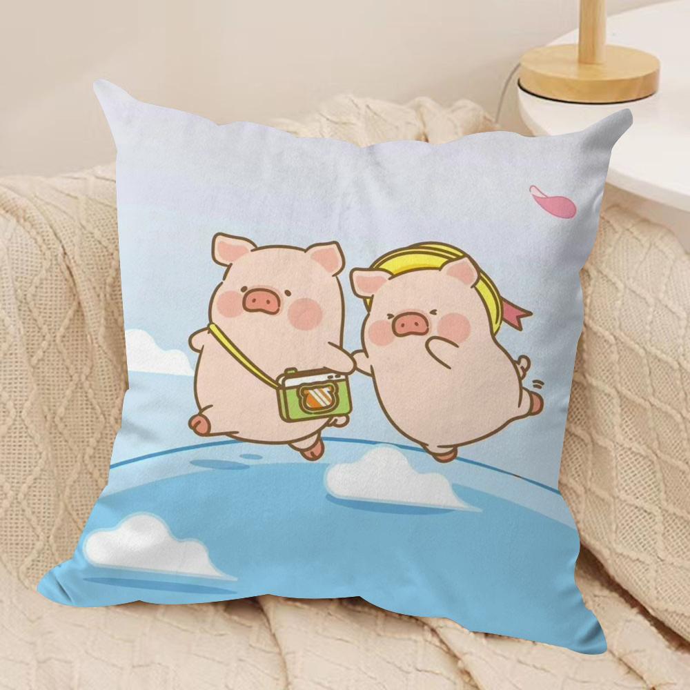 Мультяшная Розовая Наволочка L-Lulu Pig из Шелковистого Короткого Плюша, Двусторонняя Печать, для Подушки на Диван, Декор для Дома на Все Сезоны, Подарок
