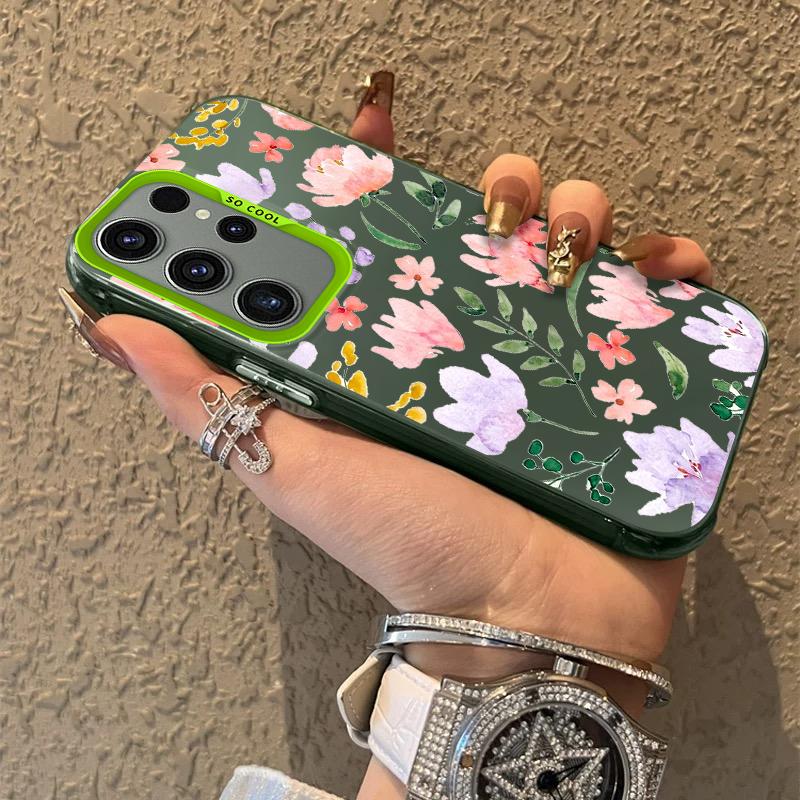 Матовый чехол с цветочным узором "Тюльпан" для Samsung Galaxy S25 S24 S23 S22 Ultra S21 Plus S20 FE A73 A72 A71 A56 A55 A54 A53 Акриловая крышка