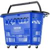 Plastic Rolling Shopping Trolley Basket On Wheels 6PCS 39L with Handle