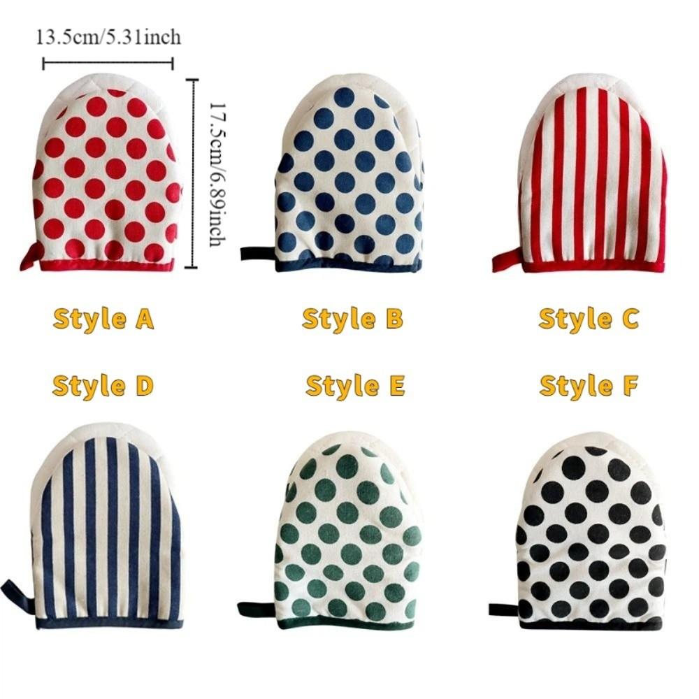 2pcs/set Polka Dot Heat-Resistant Oven Mitts Anti-Scald Stripe Kitchen Gloves Comfortable Grip Hanging Loops Baking Gloves