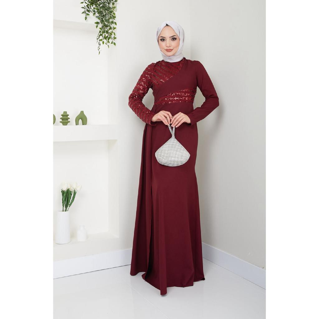 Женская одежда Вечернее платье Модное накидка с блестками Хиджаб Вечернее платье в форме рыбы 2711 Черный