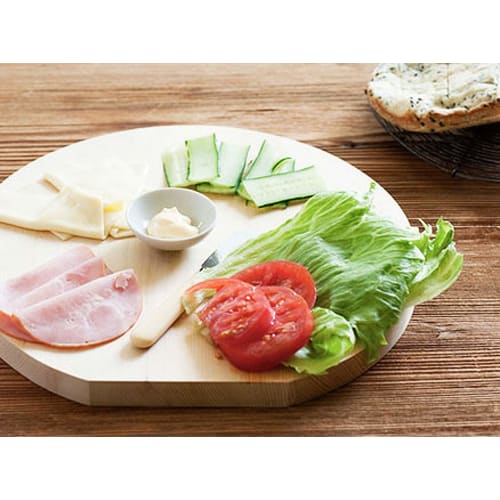 Деревянная разделочная доска Umezawa, Кипарис (Кипарис), Маленький, Круглый, Диаметр 25 см x Толщина 2 см, Сделано в Японии, 455116