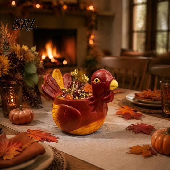 Unique Gifts for Thanksgiving Hand-painted Resin Turkey Ornament Thanksgiving, Autumn Harvest Desktop Storage Hand Painted Rustic Home Decor