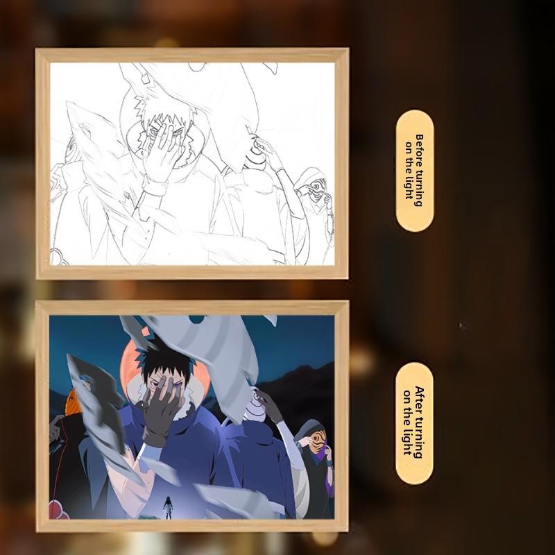 23см/9.06дюйма Наруто Картина Атмосферные огни Аниме Фигурка Периферия Лампа Спальня Стол Мультяшный Коллекционный Дисплей Смешные Подарки
