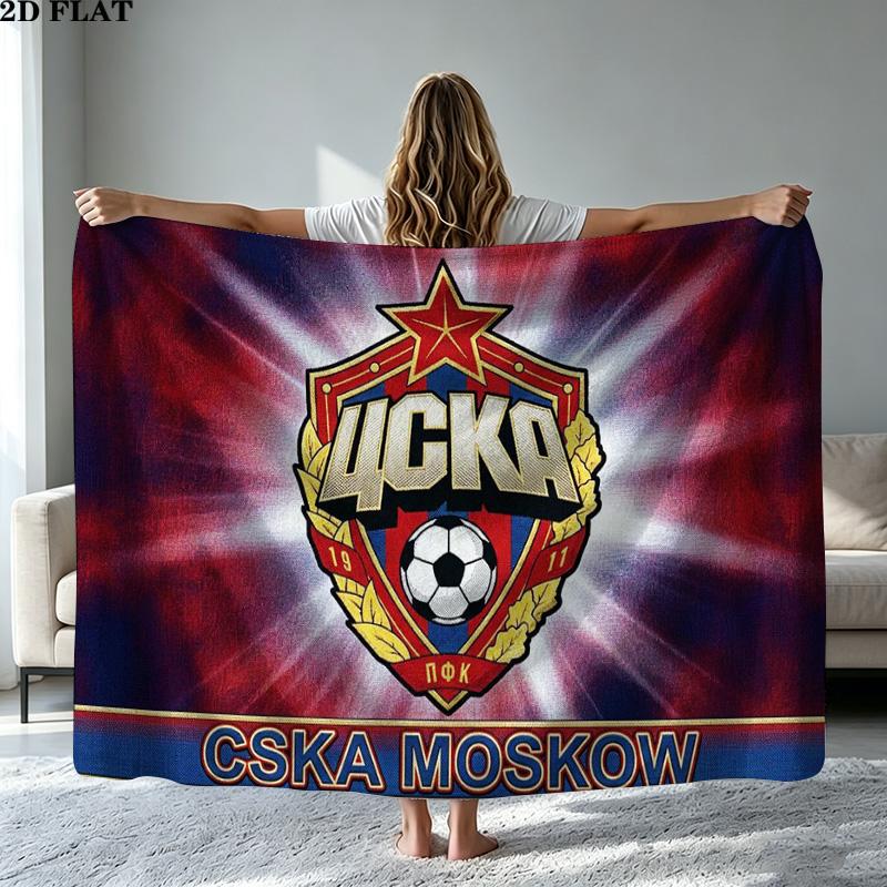 Фланелевое одеяло с принтом ЦСКА Москва Высококачественное Теплое Уютное Покрывало для Всех Сезонов Идеально для Подарков Декор Дома