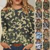 Women's Fashion Casual Long Sleeve Camouflage Printed Round Neck T-Shirt Top