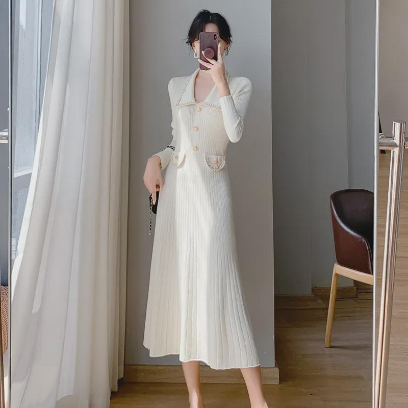 Qianjin Xiaoxiang Style Knitted Sweater Dress - 2023 Autumn/Winter Collection