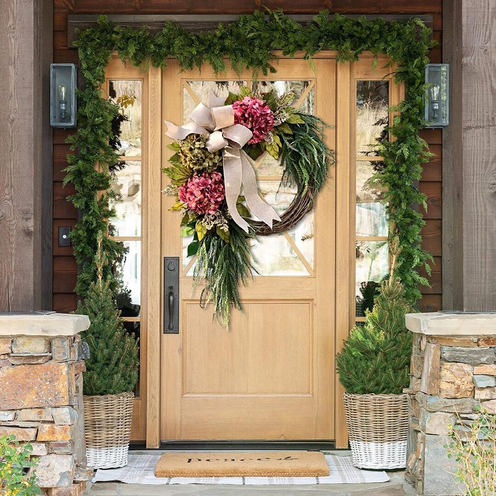 Wreaths Hydrangea for Porch Yard Wedding Decoration Farmhouse Seasonal Decor