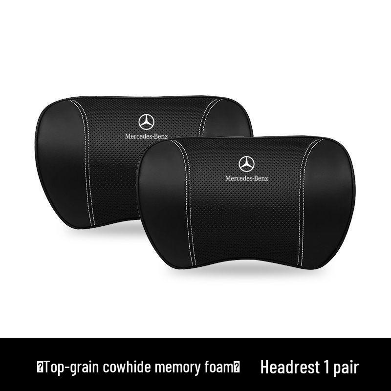 Натуральная кожаная подставка под голову и поясницу для Mercedes A, C, E, S-Class, GLA, GLC, GLE - Ультрамягкий комфорт для шеи.