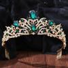 Baroque Luxury Queen Green Crystal Crown Bride Tiara Wedding New Women Korean Princess Headpiece Hair Jewelry Accessories