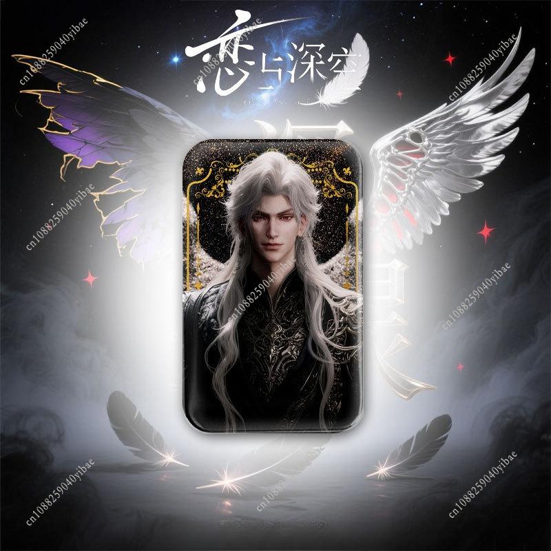 Game Love and Deepspace Sylus Xavier Zayne Rafayel Caleb Angel King Wings 4.3*7CM Rectangular Flash Badge Fan Collection Gifts