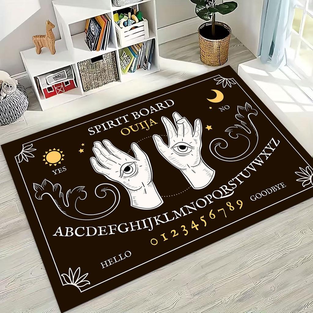 3D Retro Witch Ouija Gothic Spirit Board Rug for Bedroom Living Room Sofa Home Doormat Decor, Large Kids Play Non-slip Floor Mat