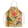Льняной фартук с цветочным принтом, домашний интерьер, фартук с героями мультфильмов для детей и взрослых, женские фартуки, аксессуары для выпечки, кухонный фартук