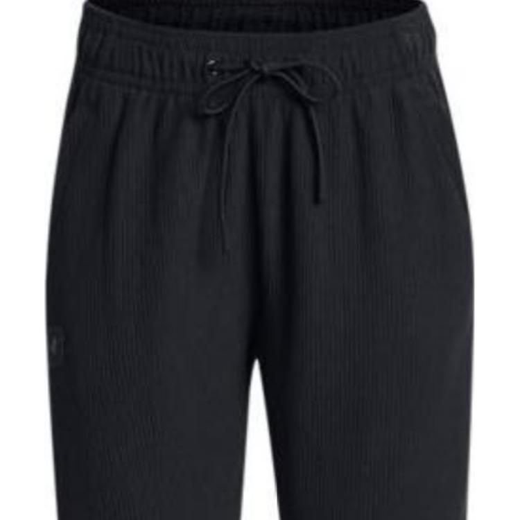 Under Armour Штаны женские трикотажные флисовые с оттоманкой, однотонные, на шнуровке, черные 1379778-001