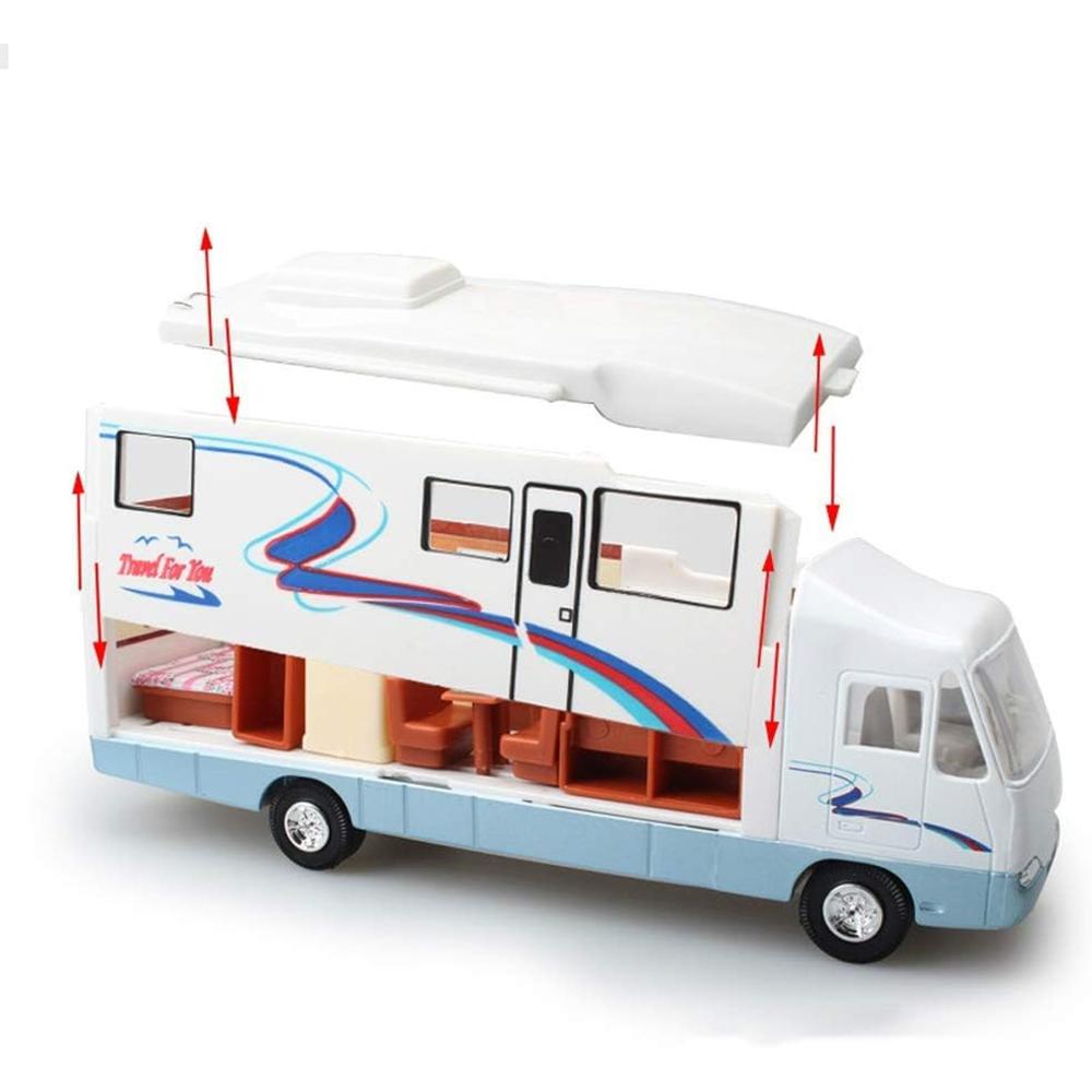 1/32 крутой мини-дом на колесах, игрушечный литой автомобиль для отдыха с откатным механизмом для детей