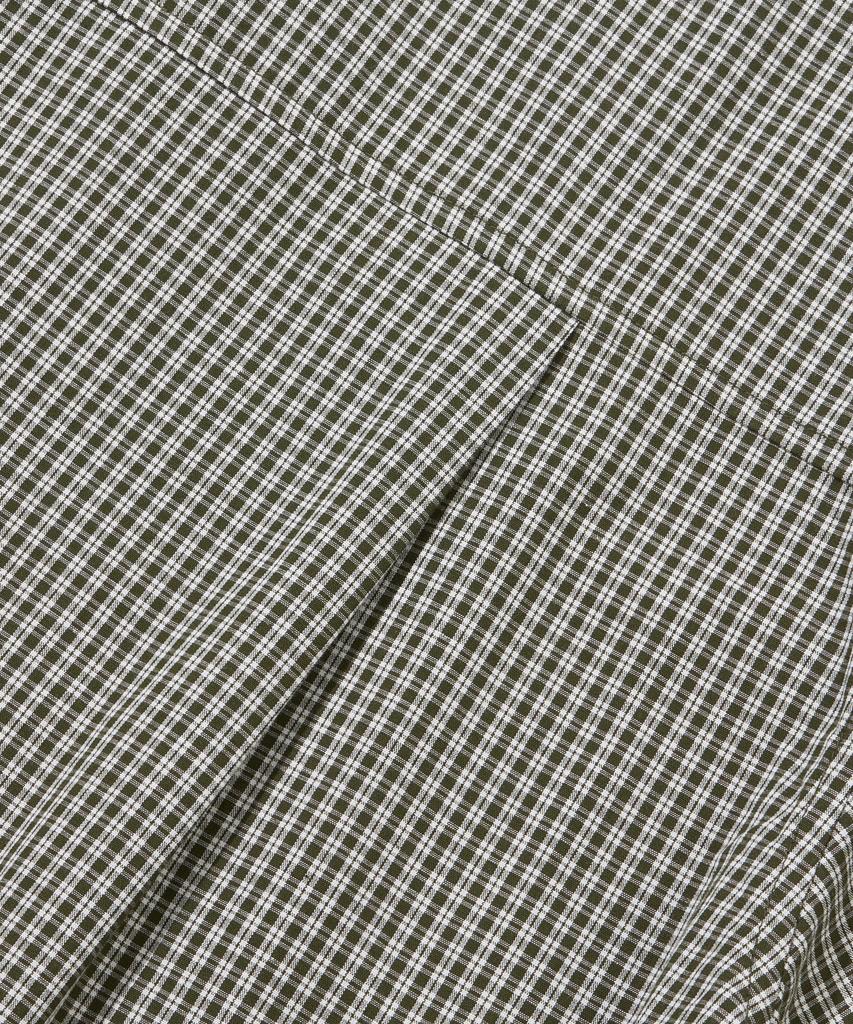 AGOD Crop Half Check Shirt [Khaki]