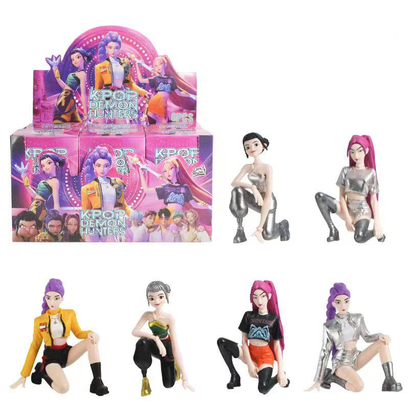6Pcs New Kpop Devil Hunter Rumi Zoe Mira anime polyvinyl chloride character collection desktop trinkets Childrens New Year gift