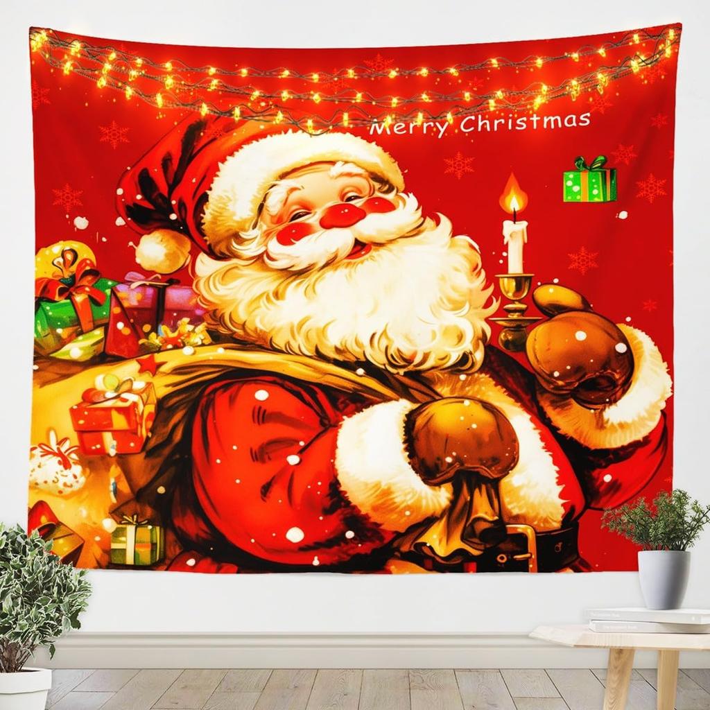 Рождественский Санта Клаус Настенный гобелен Рождественское настенное украшение Елка Настенное украшение Великолепная рождественская елка Камин Подарки
