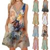Женское летнее повседневное платье без рукавов, платье-майка с v-образным вырезом, свободное богемное платье