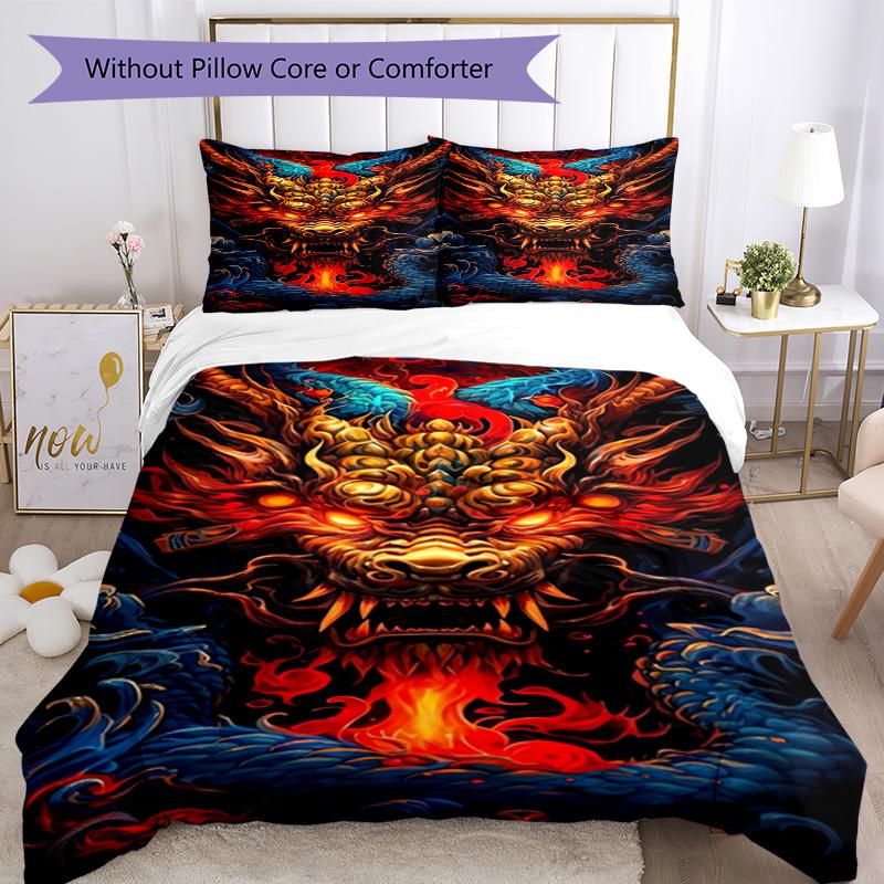 Dragon Bedding Set Breathable Duvet Cover with Pillowcases Decorative Bed Linen for Bedroom Home Decoration Birthday Gift