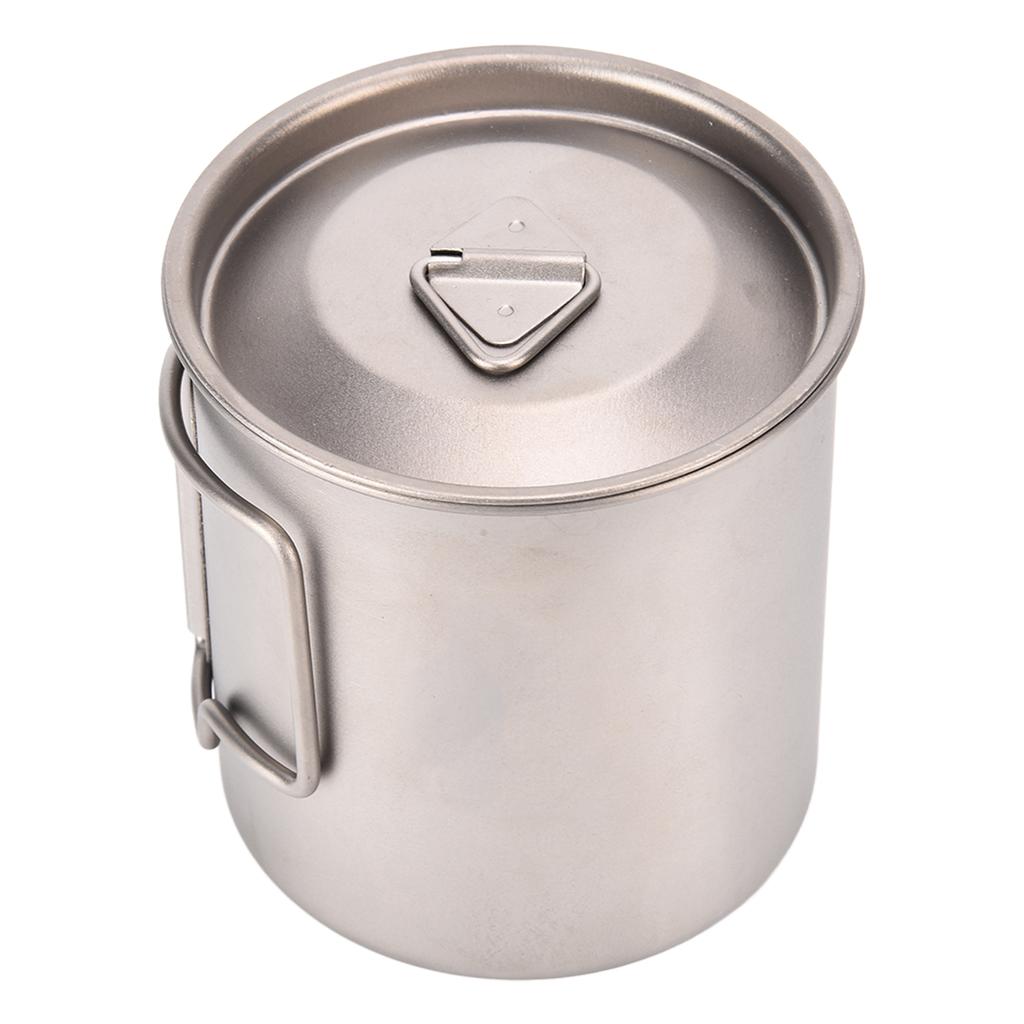 Titanium Cup 420ml High Temperature Resistance Portable Outdoor Camping Mug with Lid Folding Handle