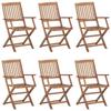 VidaXL Set of 6 Folding Outdoor Chairs, Patio Seats, Balcony Chairs, Garden Patio Furniture, Wood 3074936