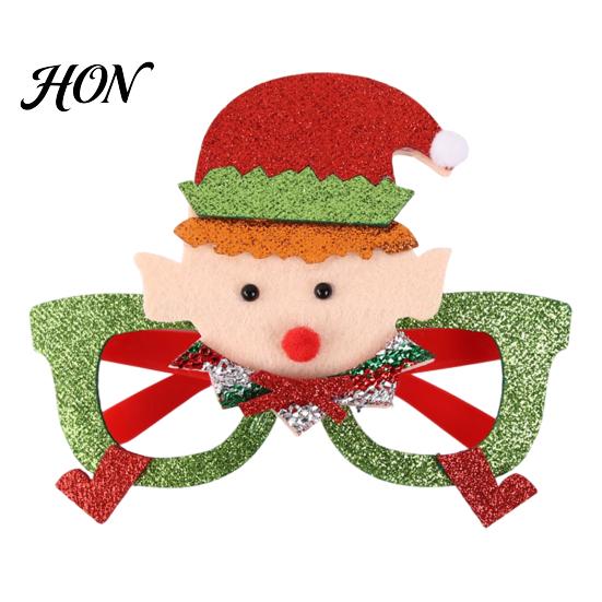 Christmas Theme Party Supplies Glasses, Glitter Glasses Frames, Novelty Elf Snowman Santa Claus Elk Frames Reindeer Eyeglasses Costume for Holiday