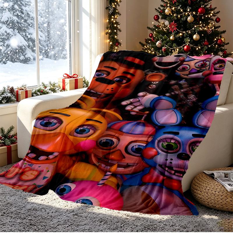 Five Nights at Freddy's Pattern Blanket for Home Decoration, Bed, Sofa, Car Travel, Camping, Suitable for All Seasons, Birthday Christmas Gift