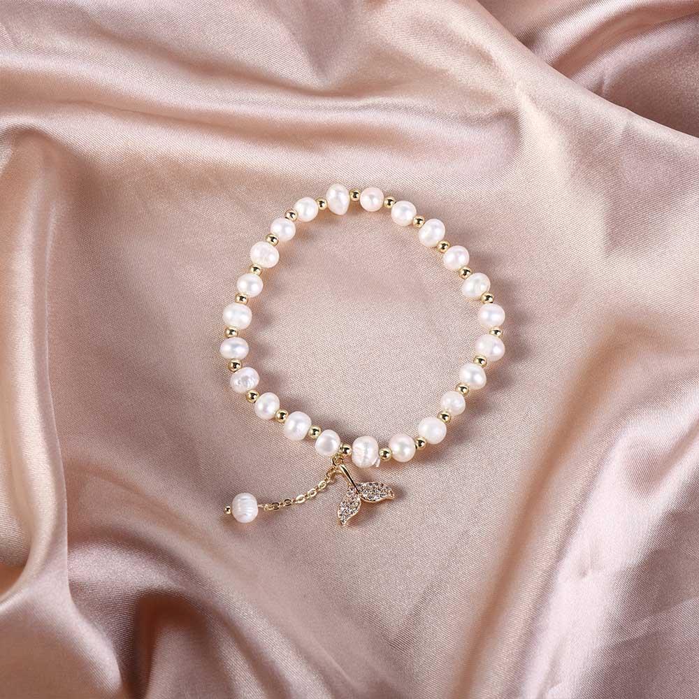 Temperament Charms Women Fashion Jewelry Pendant Whale Fishtail Bracelets Beads Pearl Bangles