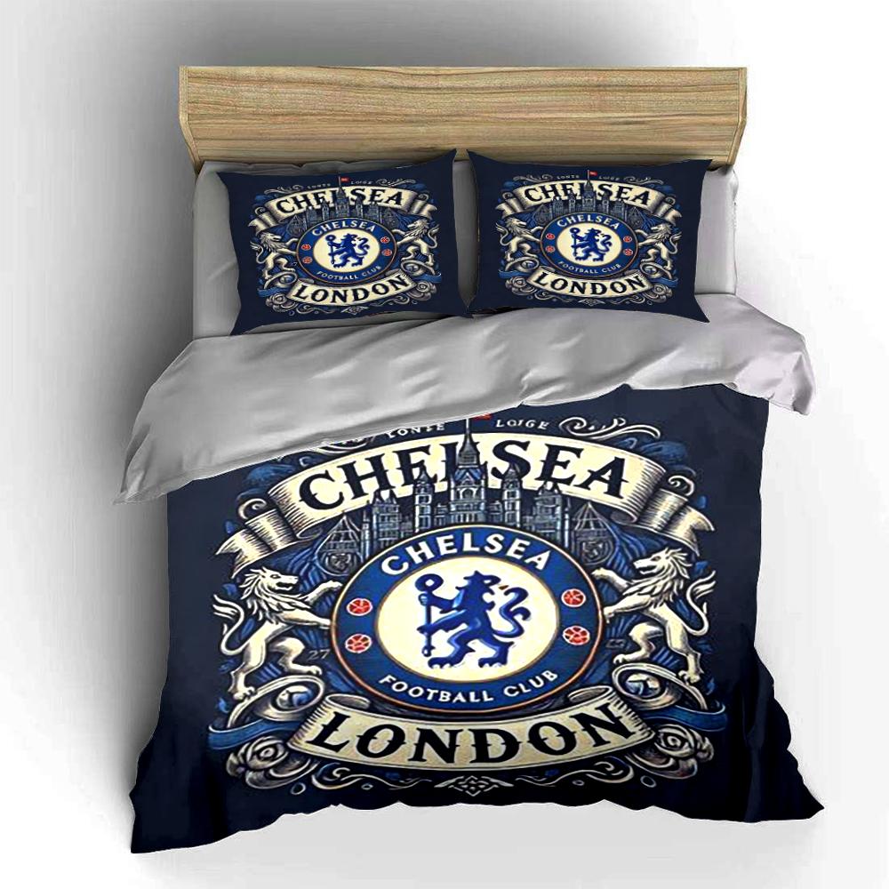 Chelsea Football Club Bedding Set Bedding Duvet Cover Set Duvet Cover Pillowcases Home Decor (1 * Duvet Cover 2 * Pillowcases, without duvet insert)