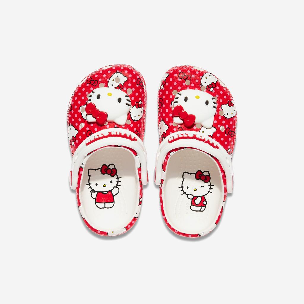 Crocs Hello Kitty Красные классические клоги для малышей, CRS210577, 1010113129, Популярная корейская обувь