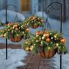 Pre-lit Artificial Christmas Hanging Basket-mixed Decorations And White LED Lights-frosted Berries