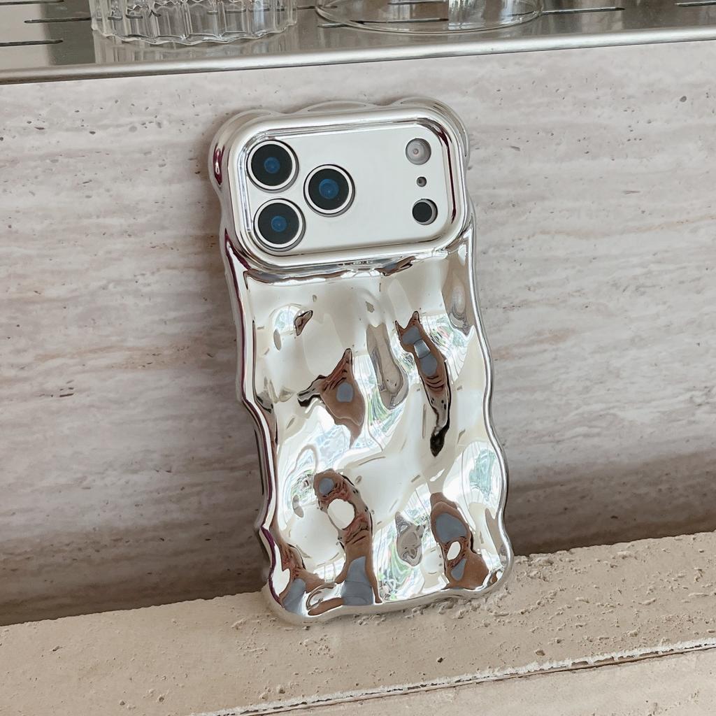 Роскошный 3D чехол-бампер с покрытием «Изогнутые волны» для iPhone 17 Air 16 15 Plus 14 13 12 Pro Max 11, противоударный, мягкий, глянцевый