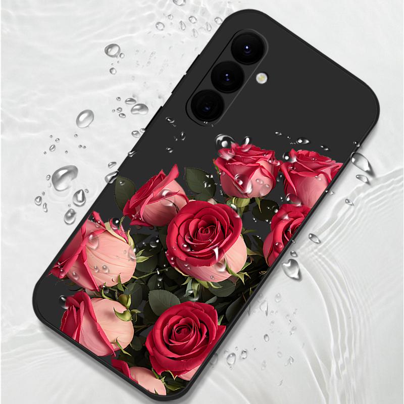 Мягкий чехол на шнурке для Samsung Galaxy S24 S25 Ultra S23 S22 Ultra S21 S20 FE A14 A34 A15 A35 A52 A53 A54 A55 5G A16 A36 A56 Чехол-накладка с розовыми цветами