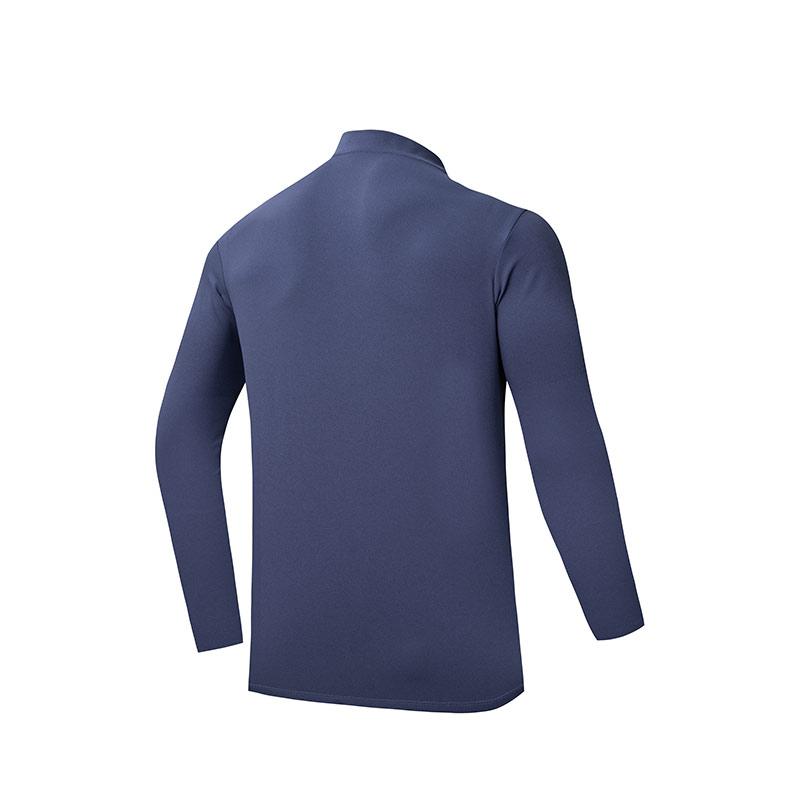 Anta Plain Stand Collar Long Sleeve T-Shirt Men Tops Muse-Blue 952437401-2