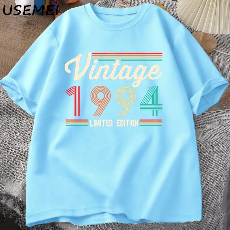 Футболка унисекс из хлопка с короткими рукавами, родилась в 1994 году, винтажные футболки на 30-летие, унисекс, свободные размеры, одежда унисекс, унисекс