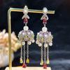 Fashion 925 Silver Needle Exaggerated Earrings Retro Wind Chime Earrings Tassel Simulated Pearl Bell Earrings Female