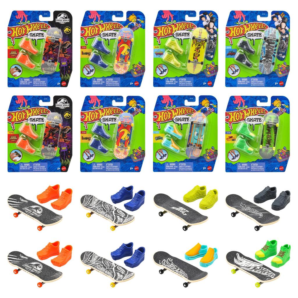 Hot Wheels Skate Basic Series Assorted Toys with 16 Finger Skates per Ages Ride-on Shoes, Box, 5+, Multi-color, 987E-HGT46