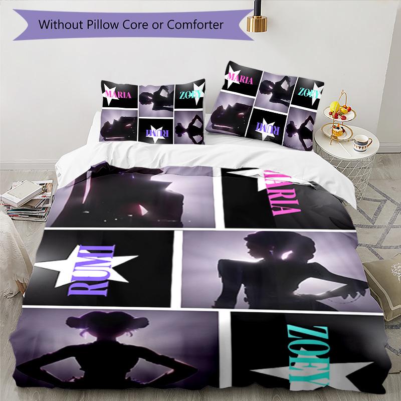 KPOP Hunter 3pcs Bedding Set Duvet Cover Closure Includes 1 Duvet Cover & 2 Pillowcases for All Seasons Bedroom Home Dorm Decor