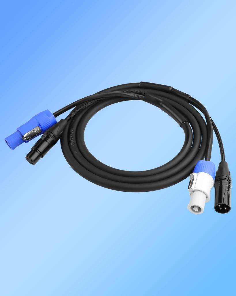 CERRXIAN 2M Кабель-удлинитель DMX, совместимый с PowerCon, 13AWG Кабель для интеграции питания переменного тока и сигнала DMX512 XLR для сценического освещения, концертов и мероприятий