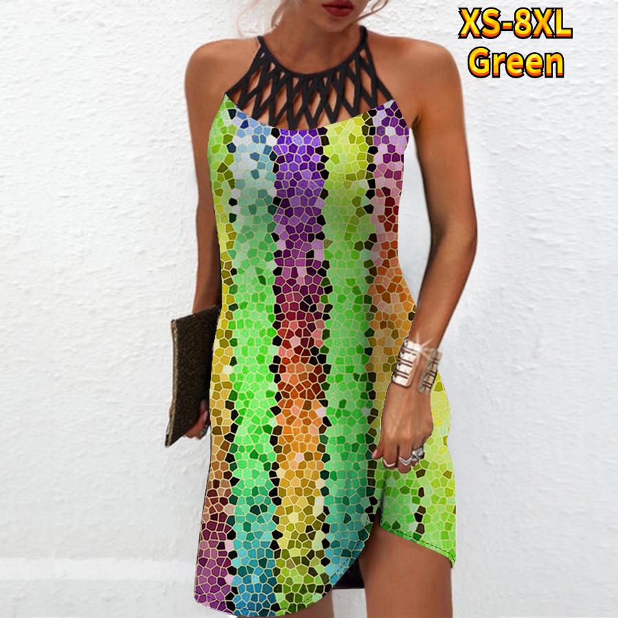 Летнее модное сексуальное платье без рукавов, мягкое повседневное платье с 3D разноцветной текстурой и принтом, платье на бретельках без рукавов, летнее платье на подтяжках