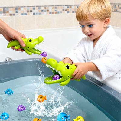 Игровой набор "Большой крокодил" для игр в воде - Интерактивные и развивающие детские игрушки для ванны с креативным дизайном и веселыми действиями кормления
