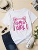Gamer Girl Creative Printed Sleeve T-Shirt for Girls Stylish Print Casual Children Summer Top Clothing Round Neck Short