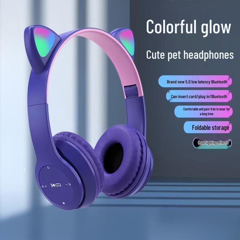 Беспроводные игровые наушники с кошачьими ушками Bluetooth P47M, с низкой задержкой, спортивный стиль
